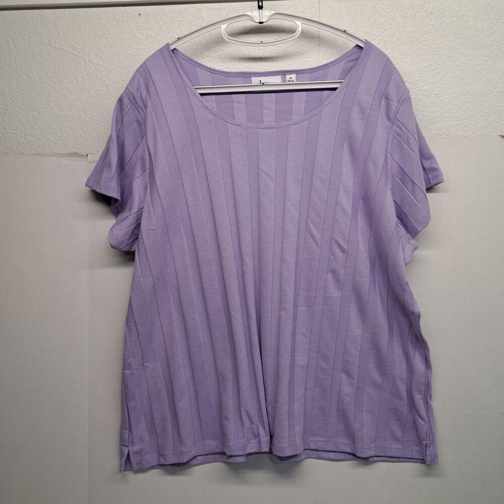 D&Co Light Purple Ribbed Short Sleeve Top Women's 2XL